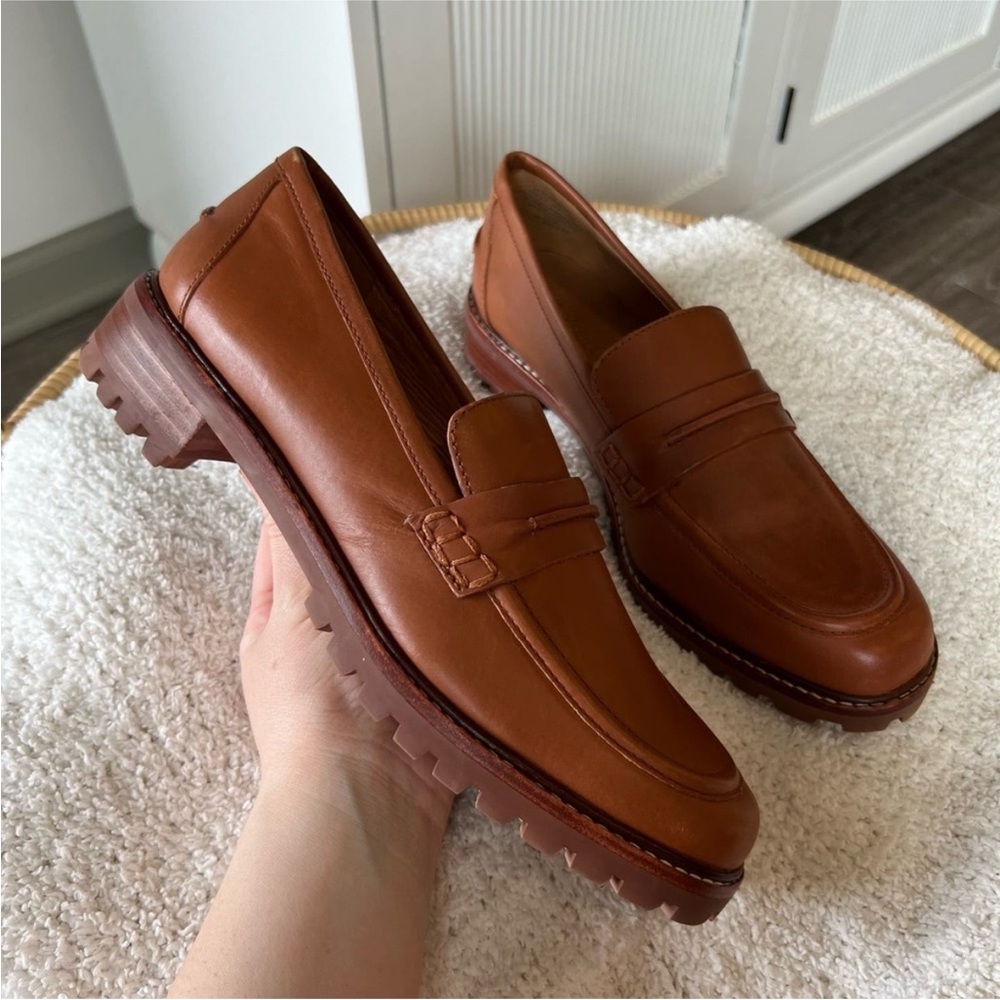 Madewell Brown Leather Lug Sole Penny Loafers - Picture 15 of 15